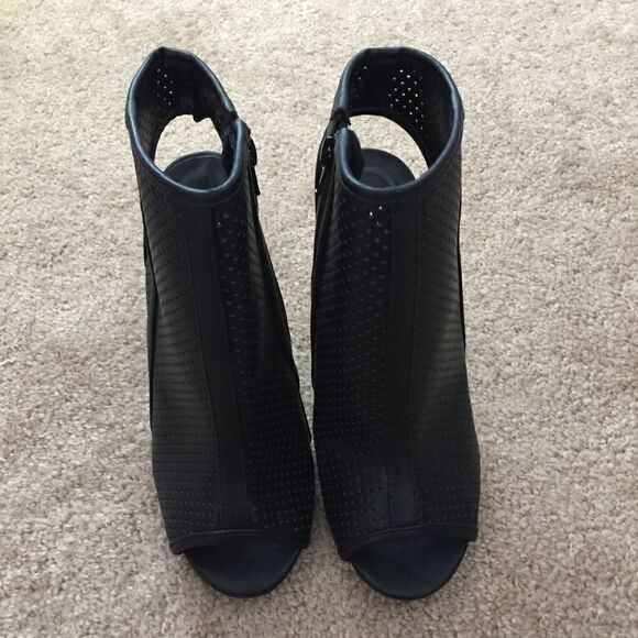 Black Caged Peep Toe Heels - Picture 2 of 5